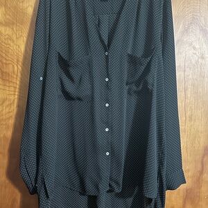 Black Polka Dot Button-Up Blouse